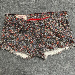 1st Kiss Shorts Womens Size 7 Multicolor Floral Denim Cutoff Low Rise Stretch